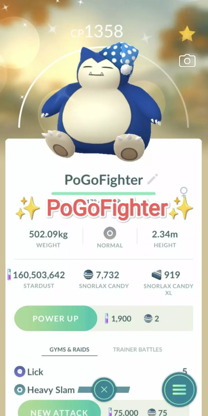 Pokémon GO Shiny Nightcap Snorlax - Trade 20.000 stardust (Read Describe)