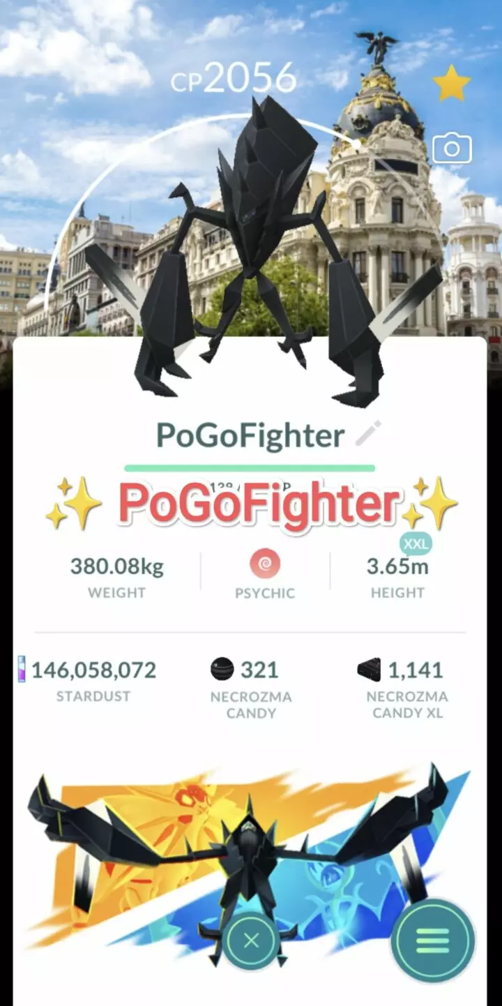 Pokémon GO Necrozma Madrid, Spain Location Card Background – Trade 20.000 stardust (Read Describe)