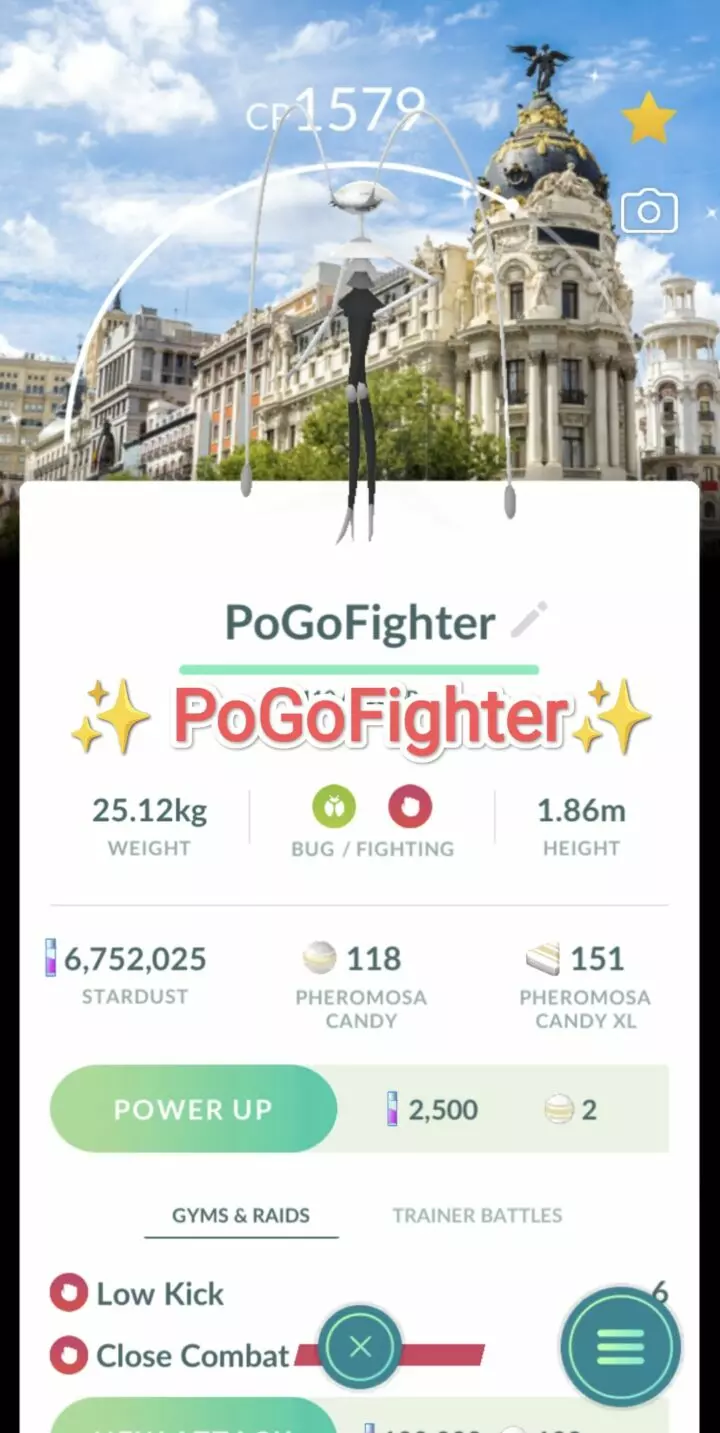 Pokémon GO Shiny Pheromosa Madrid, Spain Location Card Background – Trade 20.000 stardust (Read Describe) (Copy)
