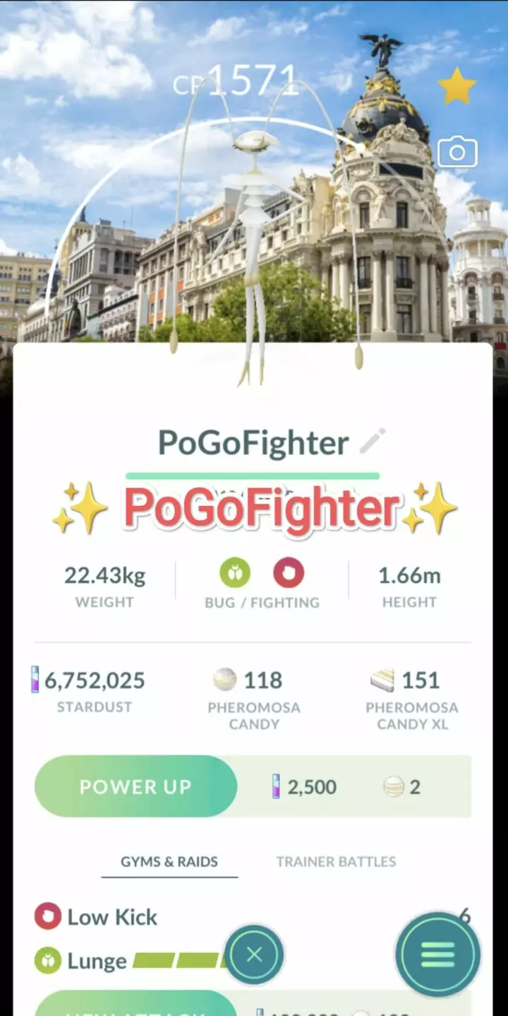 Pokémon GO Pheromosa Madrid, Spain Location Card Background – Trade 20.000 stardust (Read Describe)