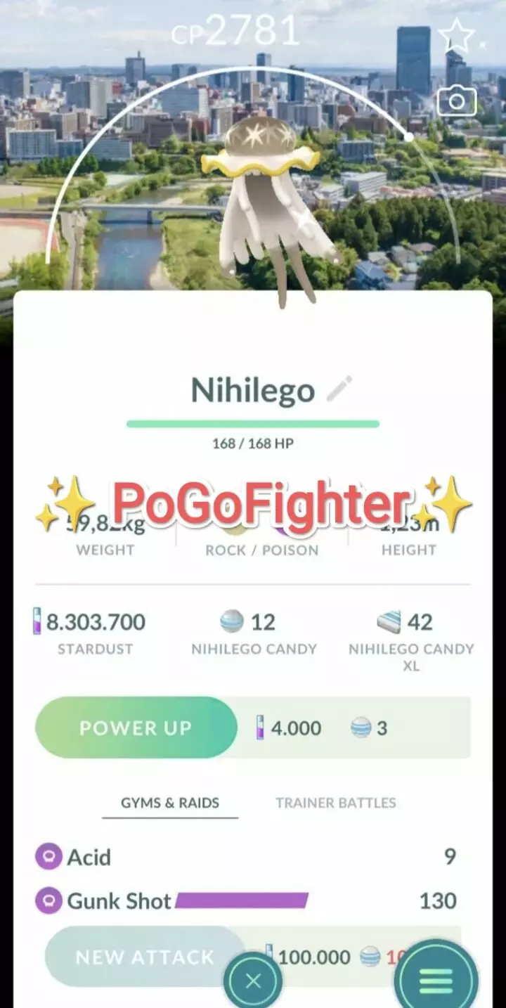 Pokémon GO Shiny Nihilego Sendai, Japan Location Card Background – Trade 20.000 stardust (Read Describe)