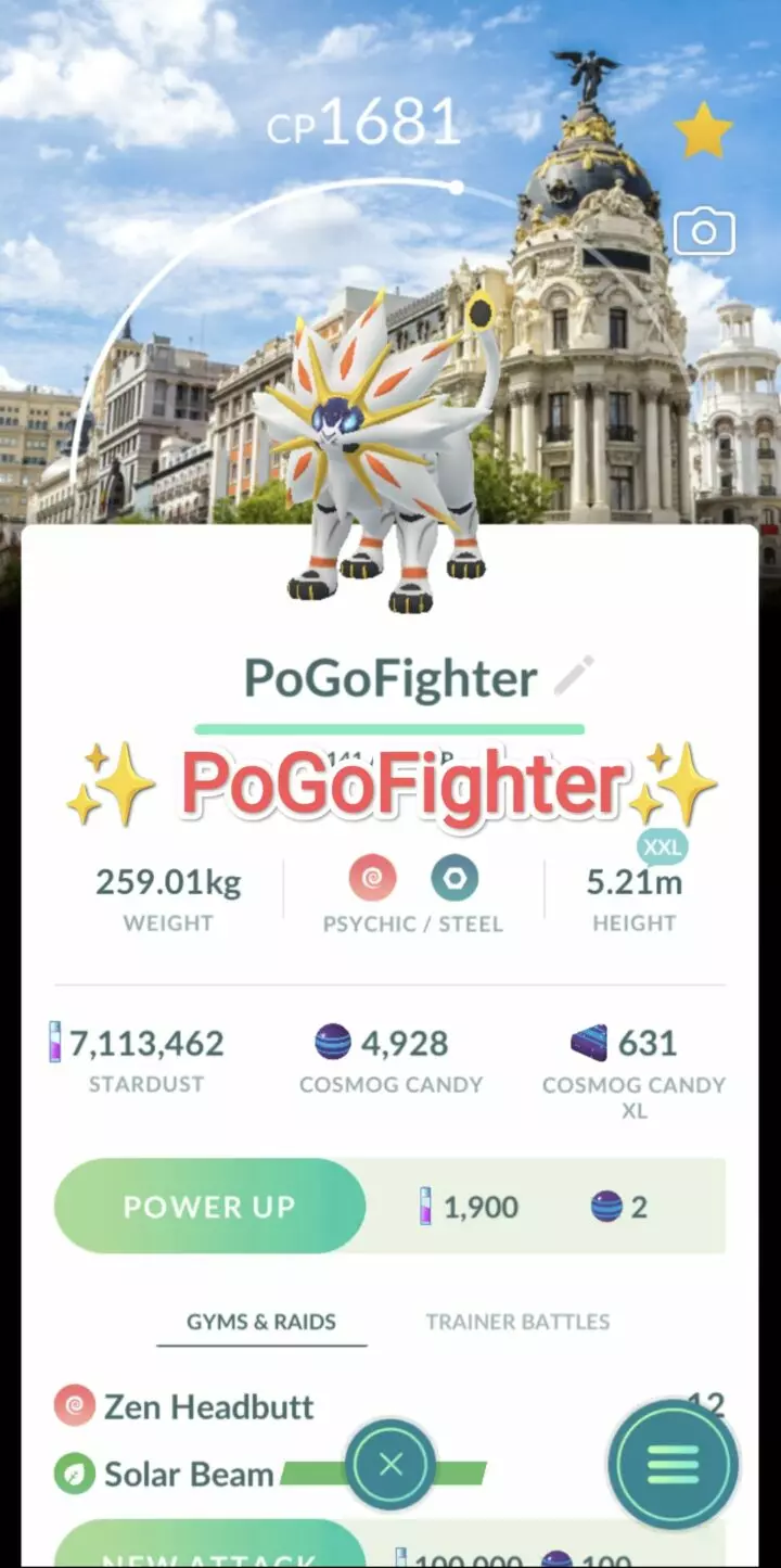 Pokémon GO Solgaleo Madrid, Spain Location Card Background – Trade 20.000 stardust (Read Describe)