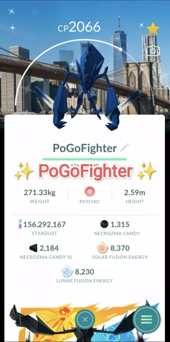 Pokémon GO Shiny Necrozma New York City, USA Location Card Background – Trade 20.000 stardust (Read Describe)