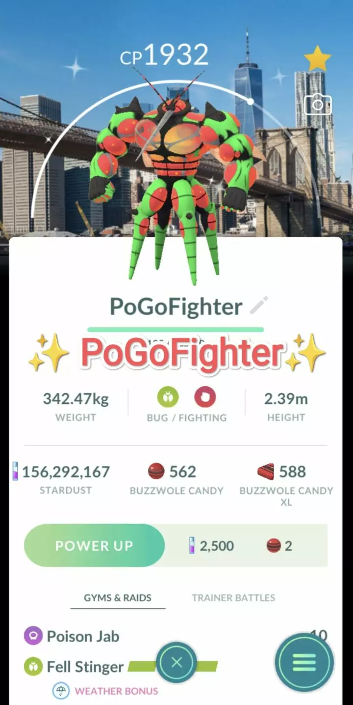 Pokémon GO Shiny Buzzwole New York City, USA Location Card Background – Trade 20.000 stardust (Read Describe)