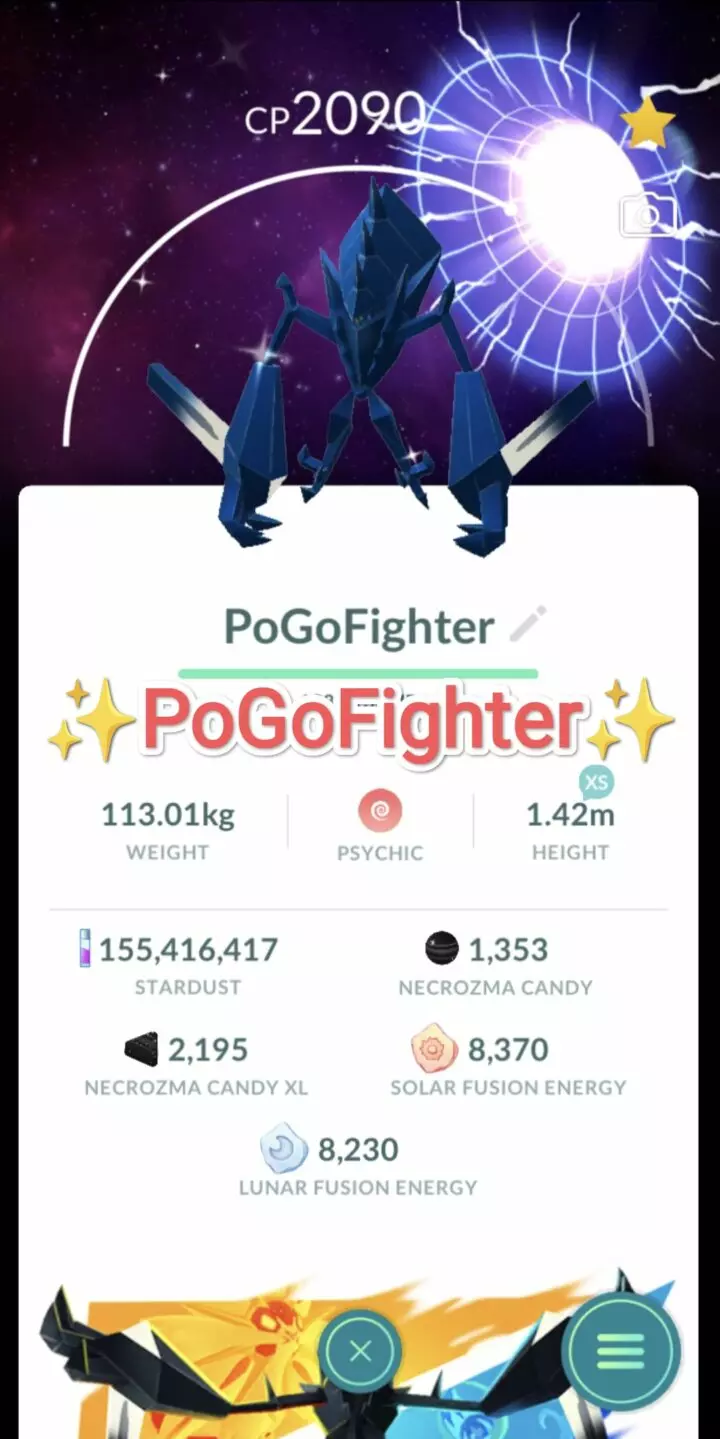 Pokémon GO Shiny Necrozma With Special Background – Trade 20.000 stardust (Read Describe)