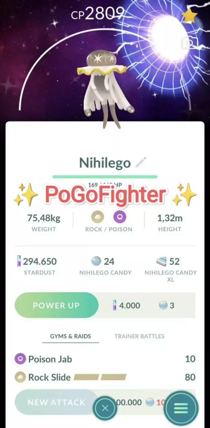 Pokémon GO Shiny Nihilego With Special Background – Trade 20.000 stardust (Read Describe)
