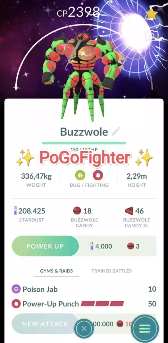 Pokémon GO Shiny Buzzwole With Special Background – Trade 20.000 stardust (Read Describe)