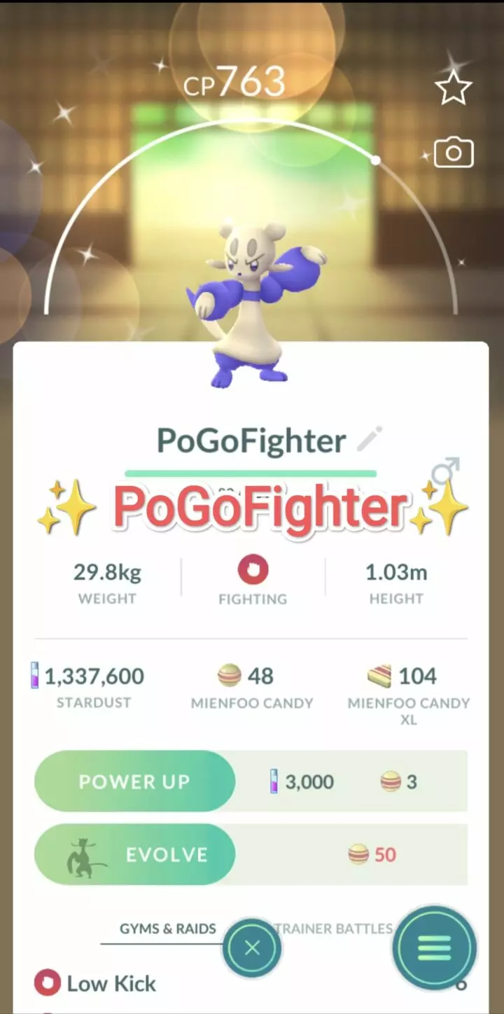 Pokémon GO Shiny Mienfoo – Trade 1.000.000 stardust (Read Describe)