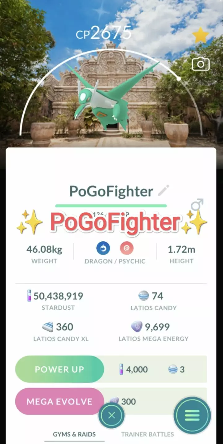 Pokémon GO Shiny Latios Yogyakarta, Indonesia Location Card Background – Trade 20.000 stardust (Read Describe)