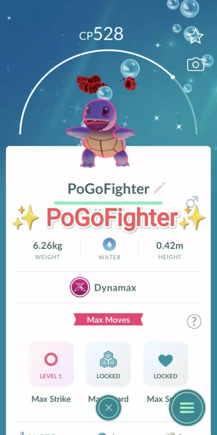 Pokémon GO Shiny Dynamax Squirtle - Trade 20.000 stardust (Read Describe)