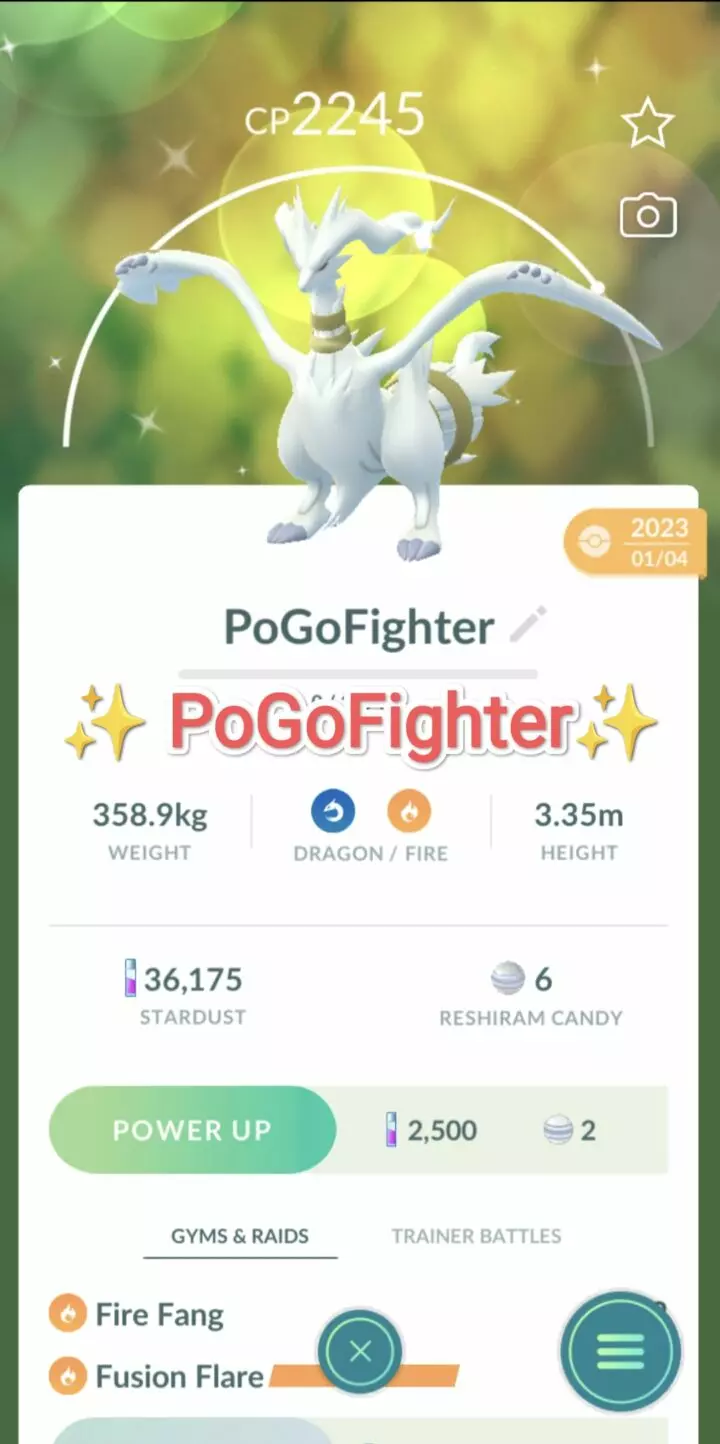 Pokémon GO Shiny Reshiram - Mini Account (Read Describe)