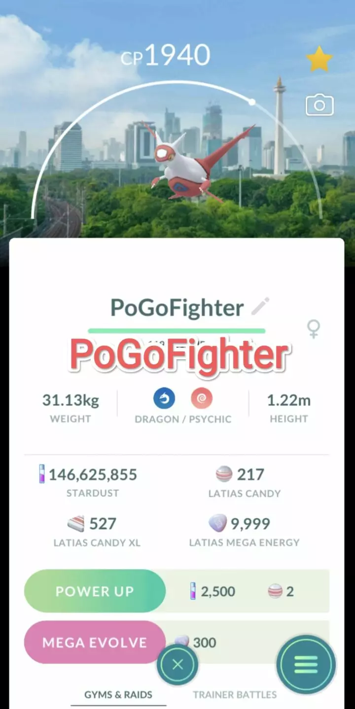 Pokémon GO Latias Jakarta, Indonesia Location Card Background – Trade 20.000 stardust (Read Describe)