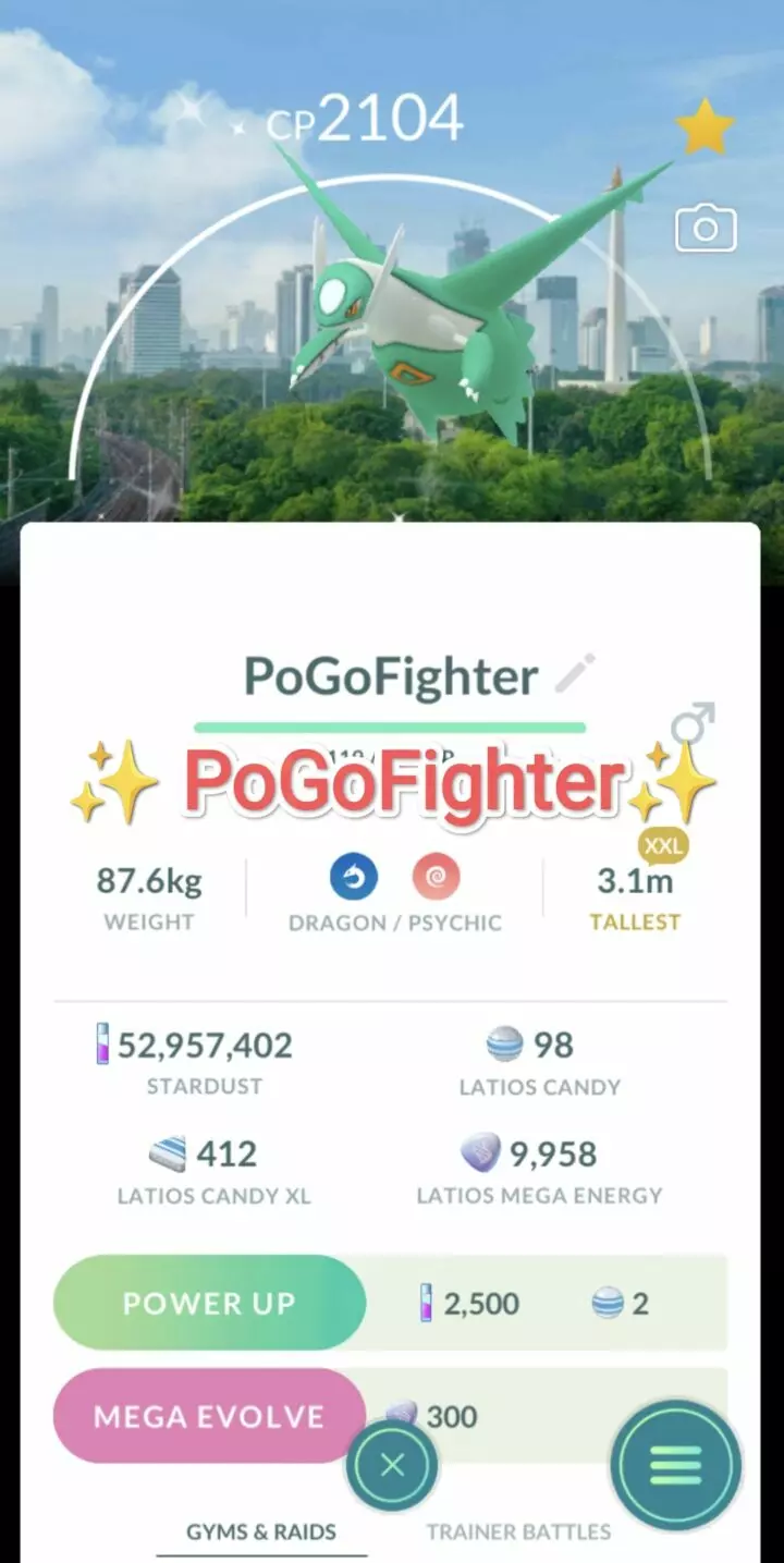 Pokémon GO Shiny Latios Jakarta, Indonesia Location Card Background – Trade 20.000 stardust (Read Describe)