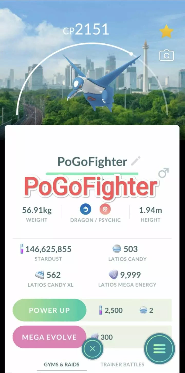 Pokémon GO Latios Jakarta, Indonesia Location Card Background – Trade 20.000 stardust (Read Describe)