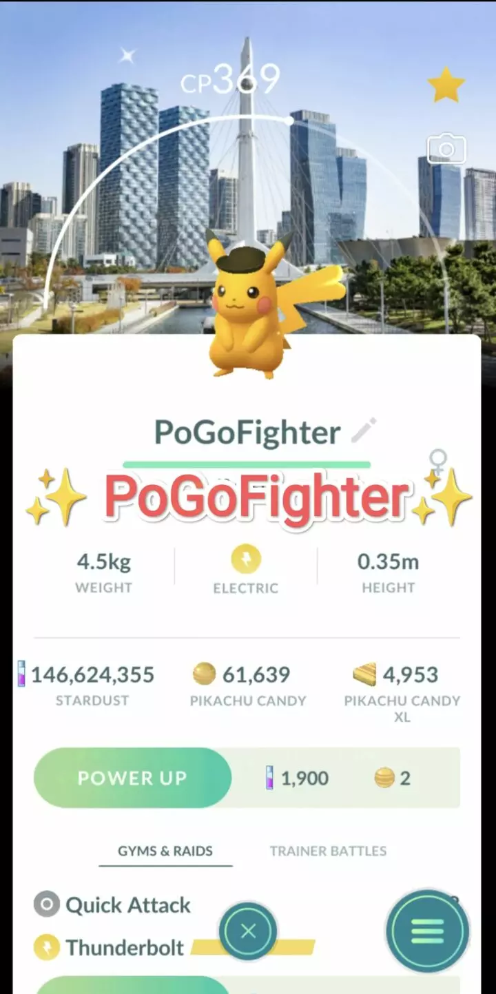 Pokémon GO Shiny Safari Hat Pikachu Incheon, South Korea Background - Trade 20.000 stardust (Read Describe)