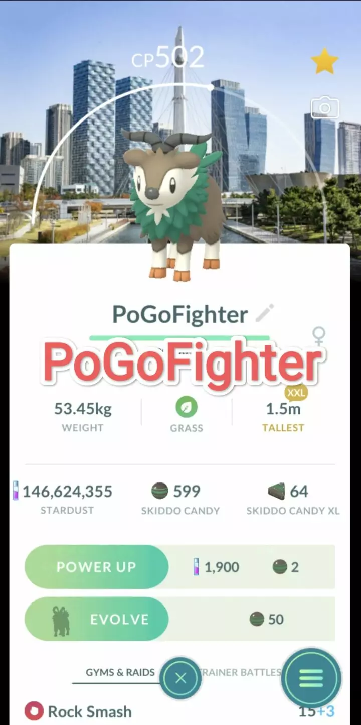 Pokémon GO Skiddo Incheon, South Korea Background - Trade 20.000 stardust (Read Describe)