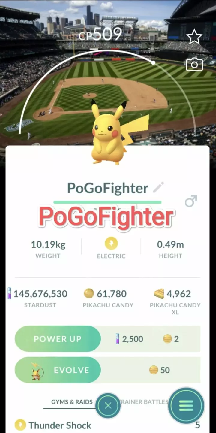 Pokémon GO Pikachu - Seattle Mariners - MLB Baseball Stadium - T-Mobile Park, Seattle, Washington, USA Background - Trade 20.000 stardust (Read Describe)