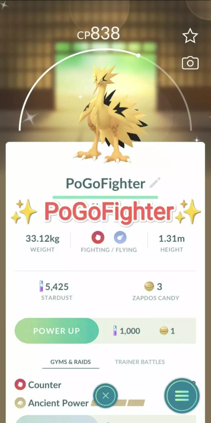 Pokémon GO Shiny Galarian Zapdos - Trade 20.000 stardust (Read Describe)