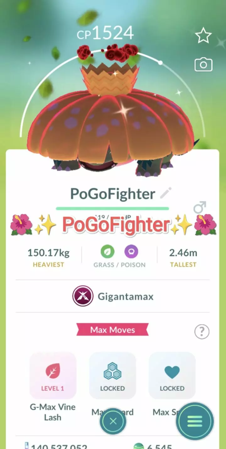Pokémon GO Shiny Gigantamax Venusaur - Trade 20.000 stardust (Read Describe)