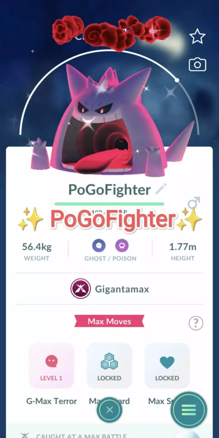 Pokémon GO Shiny Gigantamax Gengar - Trade 20.000 stardust (Read Describe)