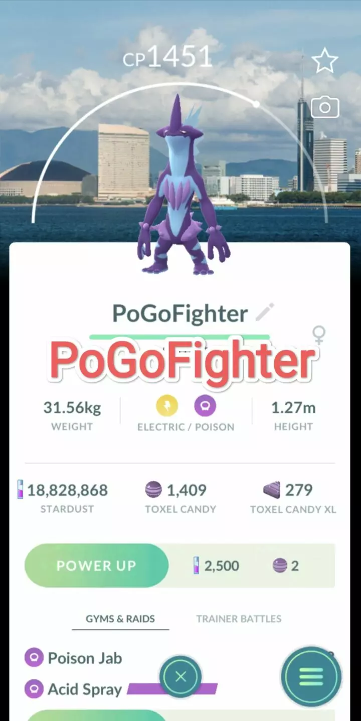 Pokémon GO Toxtricity (Low Key Form) - Fukuoka Background - Trade 20.000 stardust (Read Describe)
