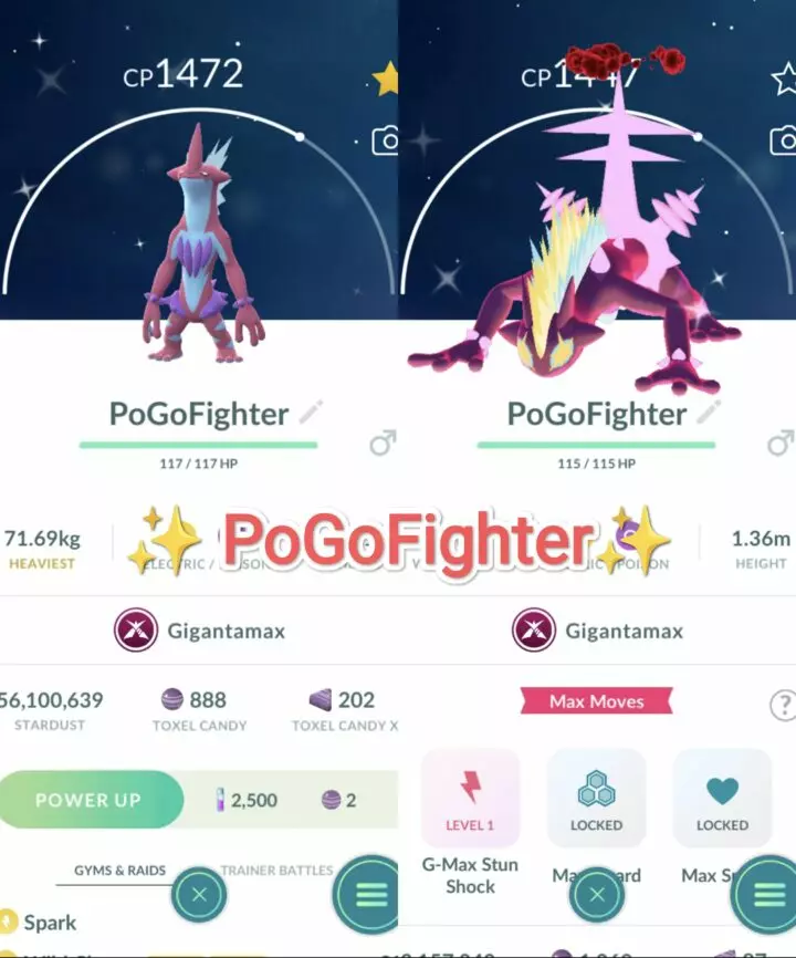 Pokémon GO Shiny Gigantamax Toxtricity (Low Key Form) - Trade 20.000 stardust (Read Describe)
