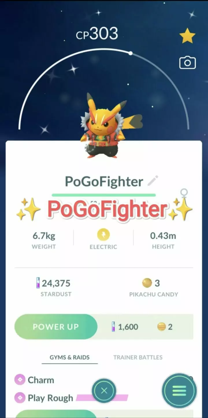 Pokémon GO Shiny Pikachu Rock Star - Trade 20.000 stardust (Read Describe)