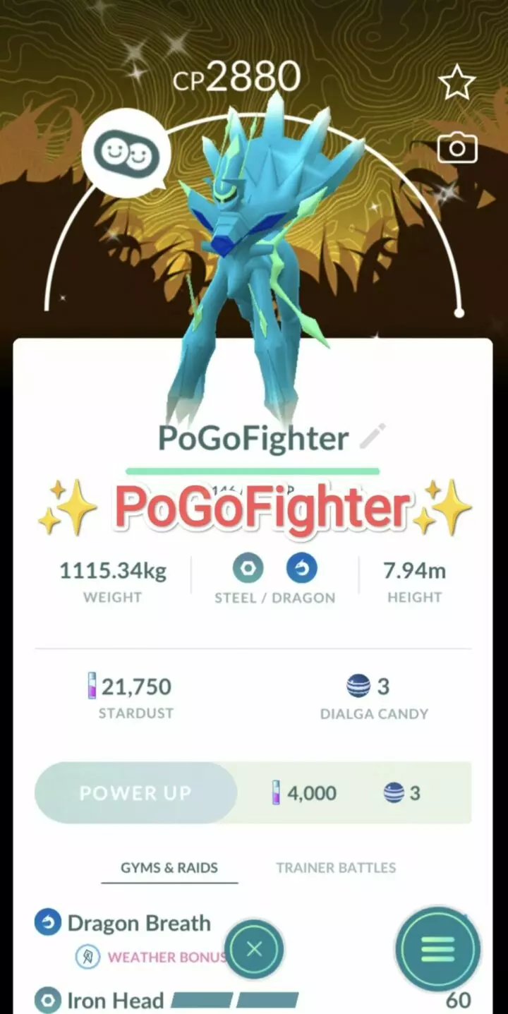 Pokémon GO Shiny Dialga Origin Forme - GO Wild Area Global Background - Trade 20.000 stardust (Read Describe)