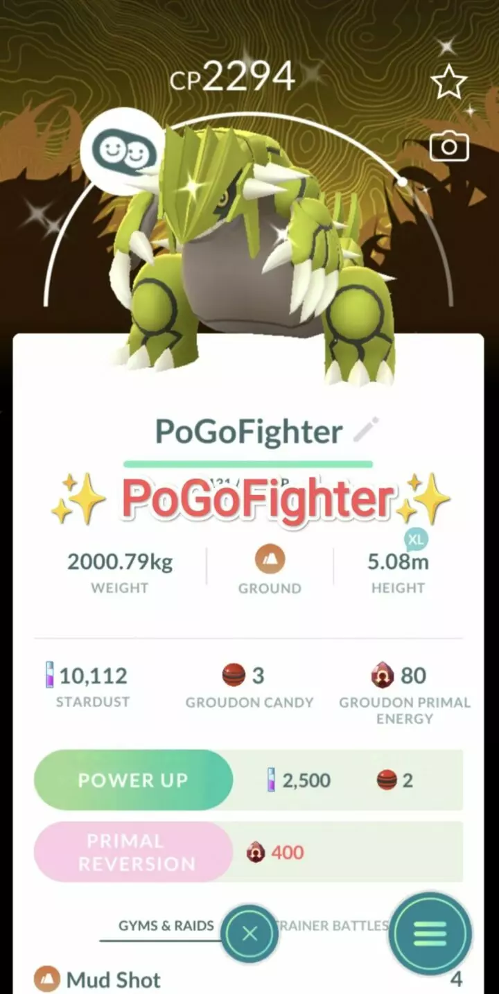 Pokémon GO Shiny Groudon - GO Wild Area Global Background - Trade 20.000 stardust (Read Describe)