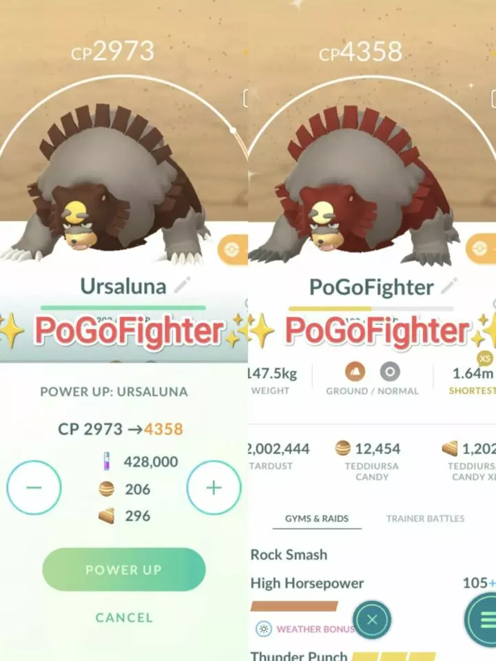 Pokémon GO Shiny Ursaluna / Ursaluna Level 40 / Level 50 – Unlock 2nd Charge ATK (High Horsepower*) – PVP Master League – TRADE (Read Describe)