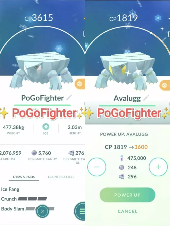 Pokémon GO Shiny Avalugg  / Avalugg  Level 40 / Level 50 – Unlock 2nd Charge ATK – PVP Master League – TRADE (Read Describe)