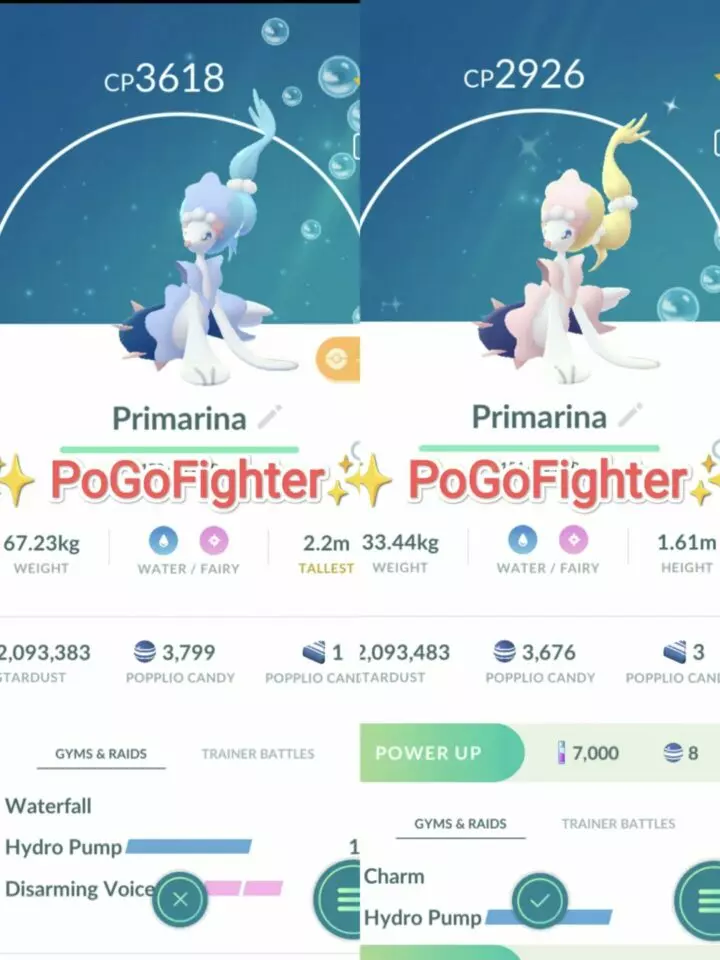 Pokémon GO Shiny Primarina / Primarina Level 40 / Level 50 – Unlock 2nd Charge ATK (Hydro Cannon*) – PVP Master League – TRADE (Read Describe)