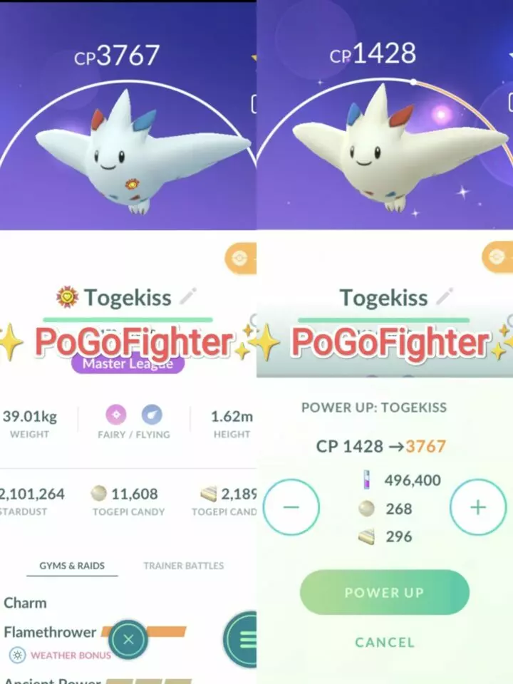 Pokémon GO Shiny Togekiss / Togekiss Level 40 / Level 50 – Unlock 2nd Charge ATK (Aura Sphere*) – PVP Master League – TRADE (Read Describe)