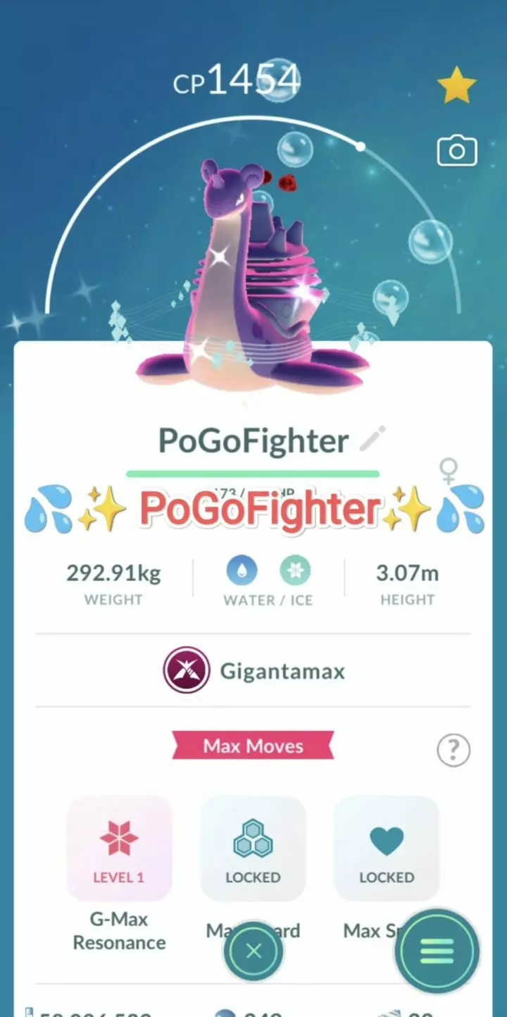 Pokémon GO Shiny Gigantamax Lapras - Trade 20.000 stardust (Read Describe)