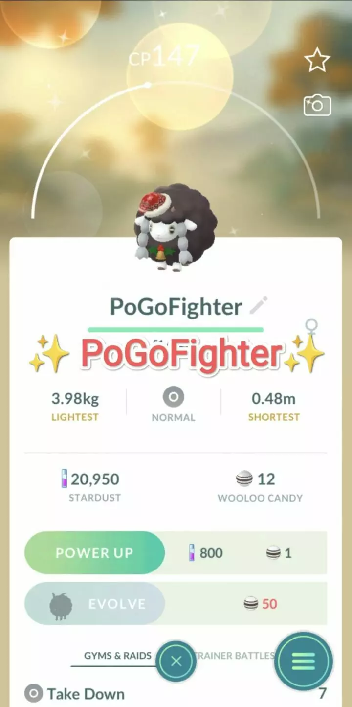 Pokémon GO Shiny Holiday Attire Wooloo - Trade 20.000 stardust (Read Describe)
