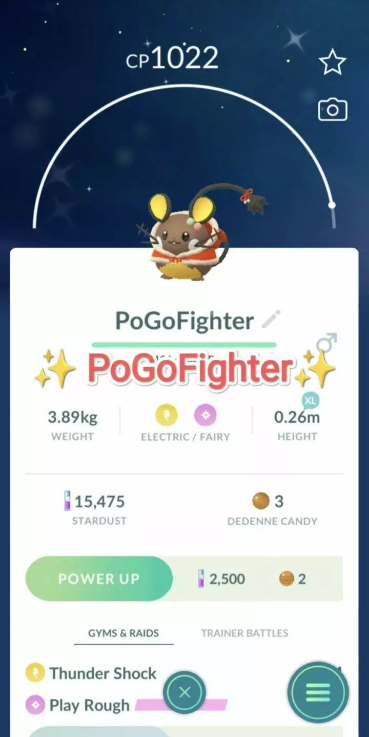Pokémon GO Shiny Holiday Attire Dedenne - Trade 20.000 stardust (Read Describe)