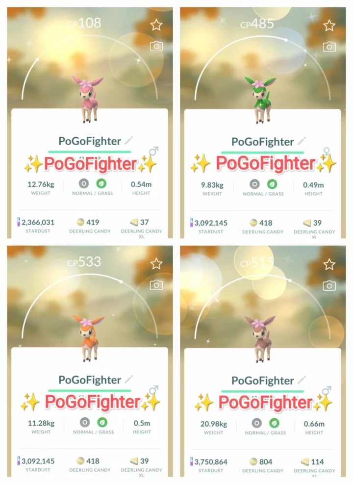 Pokémon GO Shiny Deerling - All Forms - Trade 1.000.000 stardust (Read Describe)