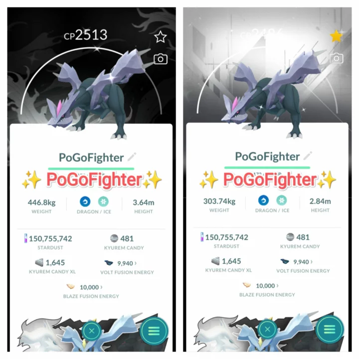Pokémon GO Shiny Kyurem - Black and White Background- GO Tour - Trade 20.000 stardust (Read Describe)