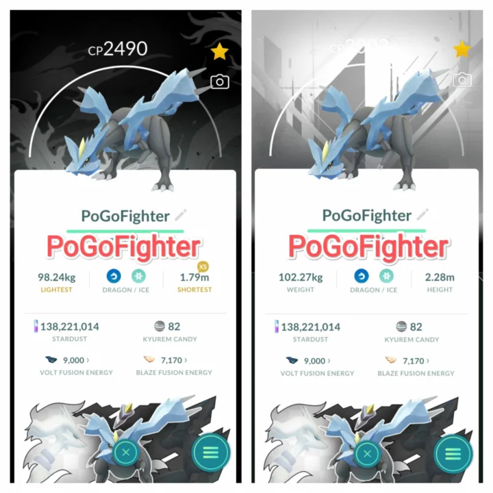 Pokémon GO Kyurem - Black and White Background- GO Tour - Trade 20.000 stardust (Read Describe)