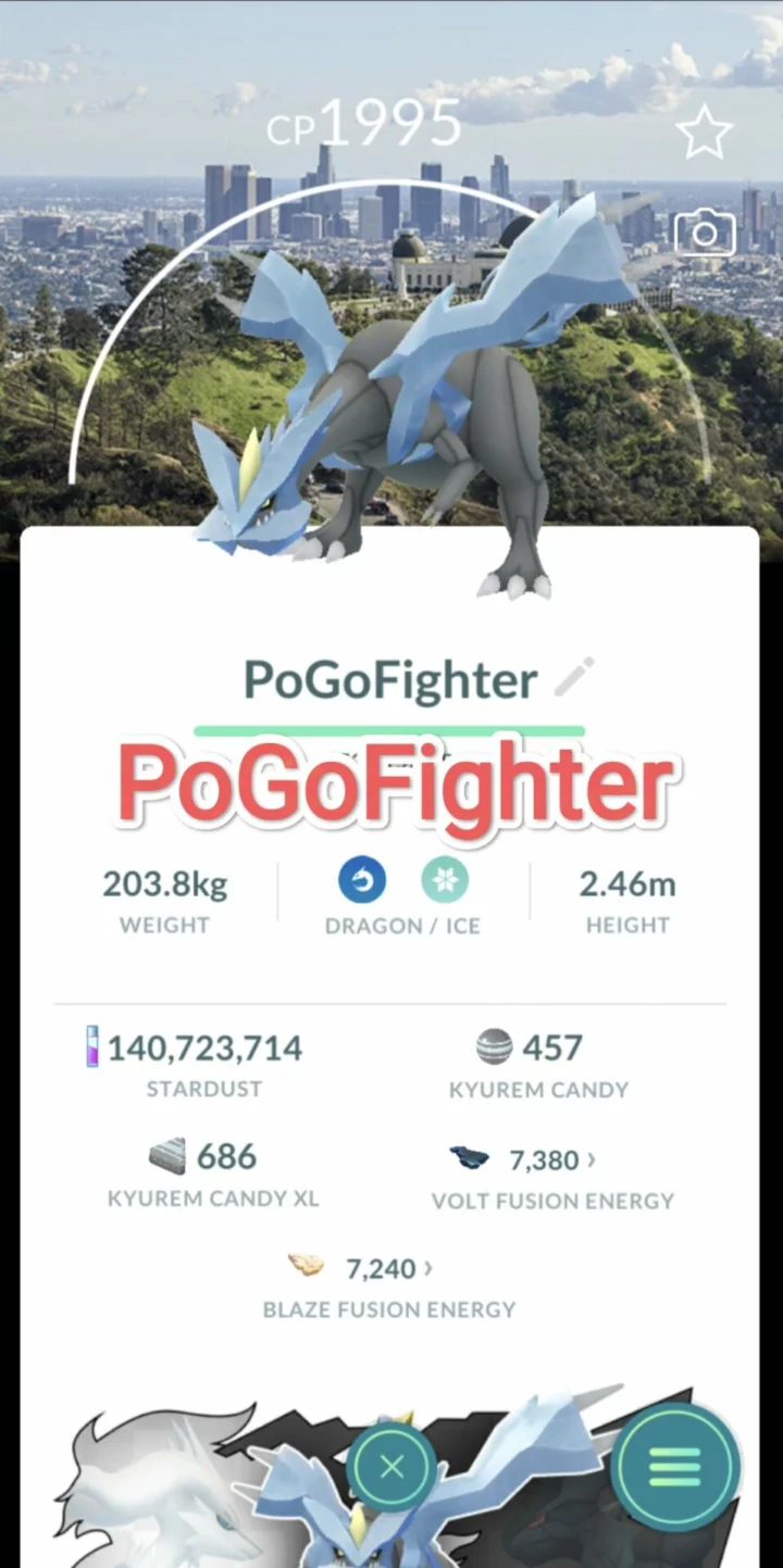 Pokémon GO Kyurem - Los Angeles Background - Trade 20.000 stardust (Read Describe)