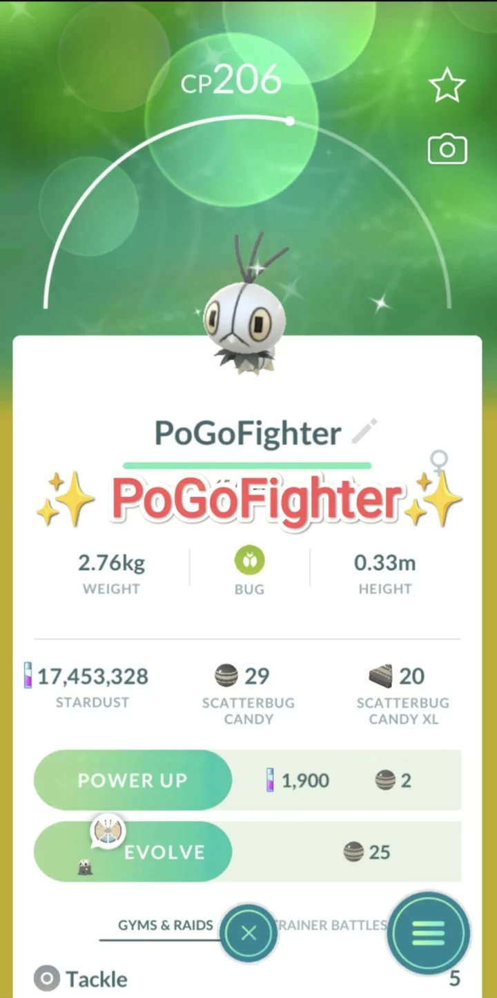 Pokémon GO Shiny Scatterbug - Trade 1.000.000 stardust (Read Describe)