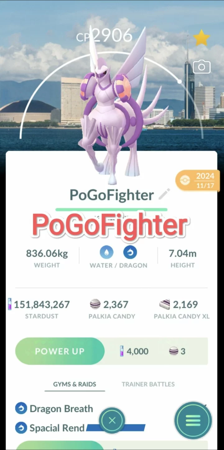 Pokémon GO Palkia Origin Forme - Fukuoka Background - Trade 20.000 stardust (Read Describe)