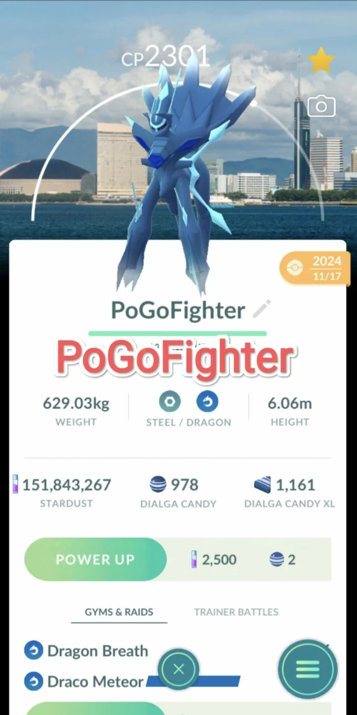 Pokémon GO Dialga Origin Forme - Fukuoka Background - Trade 20.000 stardust (Read Describe)