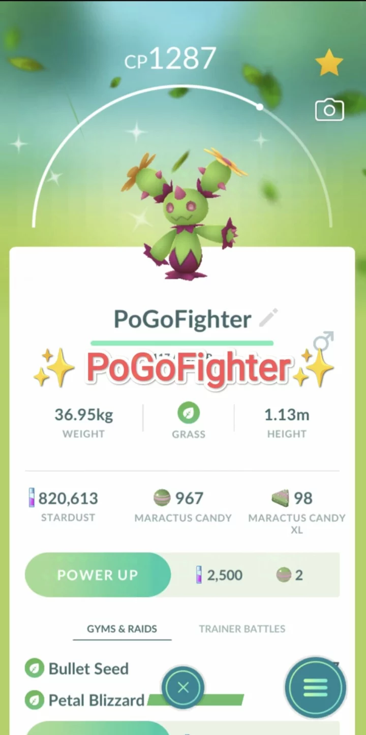 Pokémon GO Shiny Maractus - Trade 1.000.000 stardust (Read Describe)