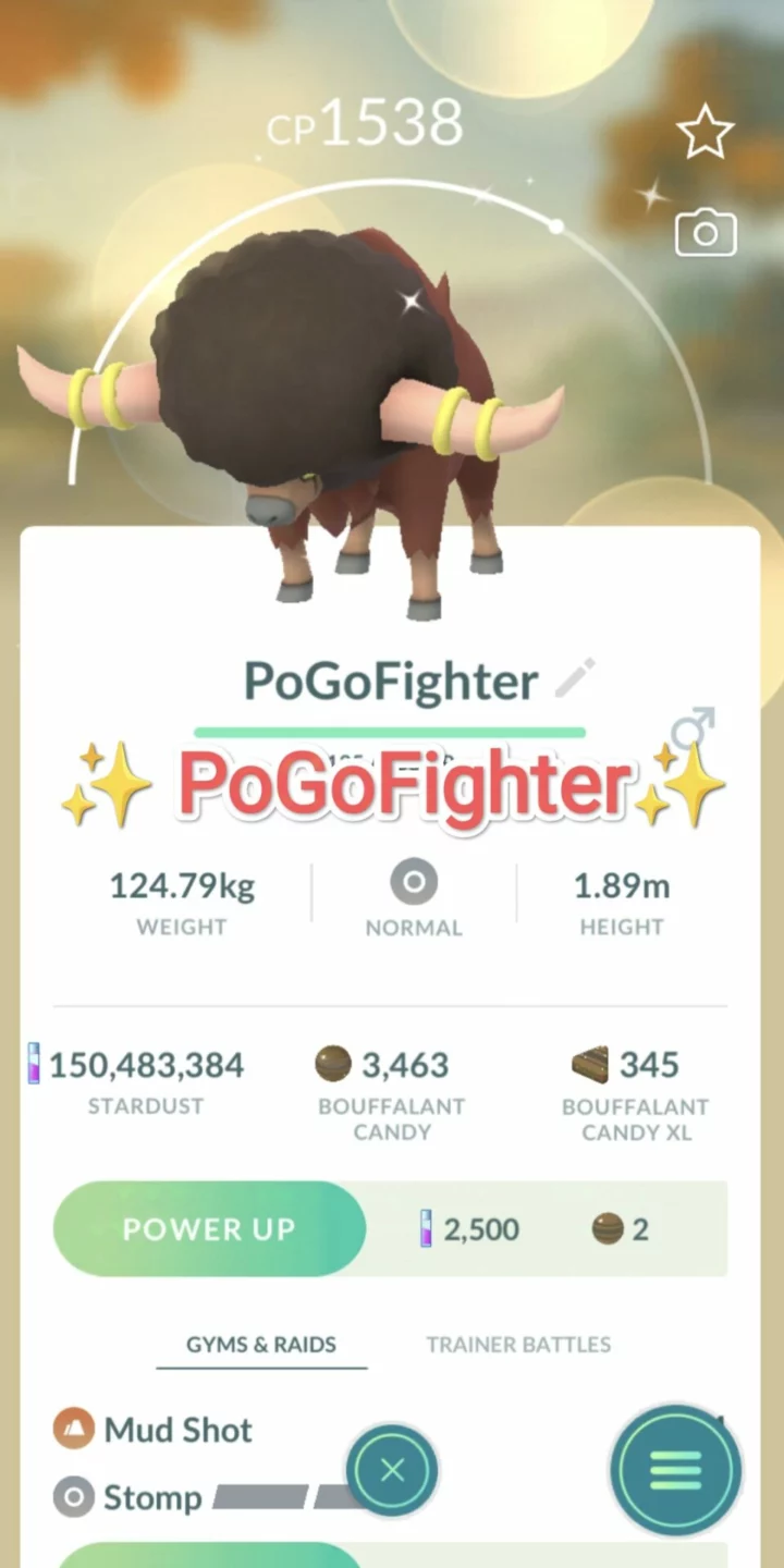 Pokémon GO Shiny Bouffalant - Trade 1.000.000 stardust (Read Describe)