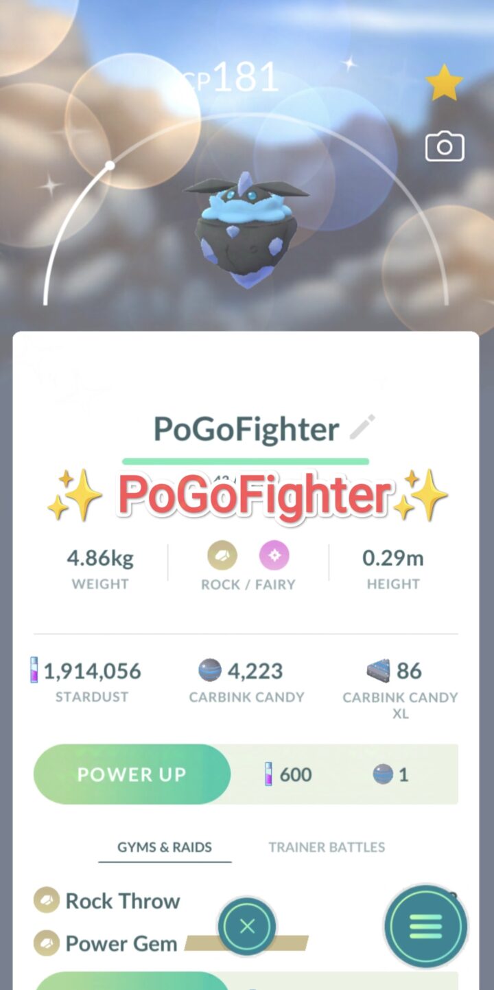 Pokémon GO Shiny Carbink - Trade 1.000.000 stardust (Read Describe)