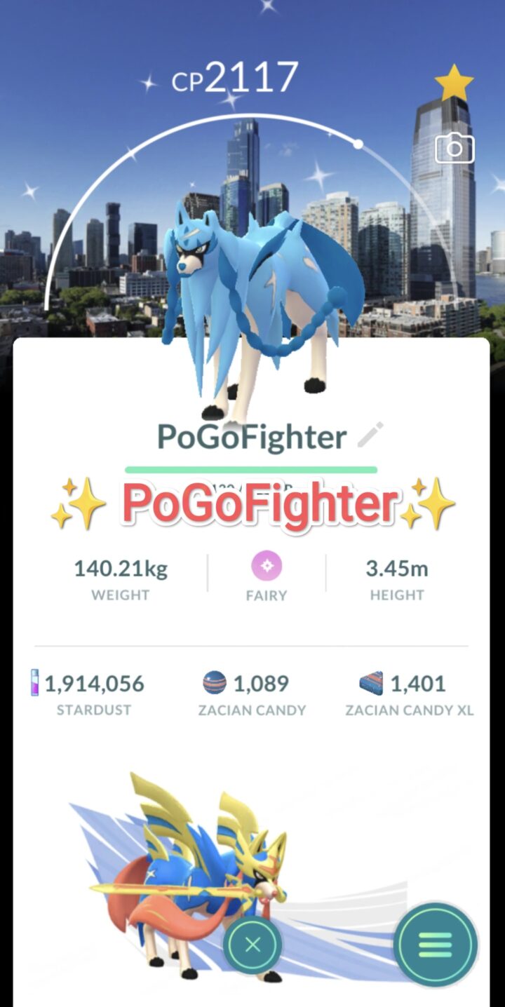 Pokémon GO Shiny Zacian - Jersey City, United States Background - GO Fest 2025 - Trade 20.000 stardust (Read Describe)