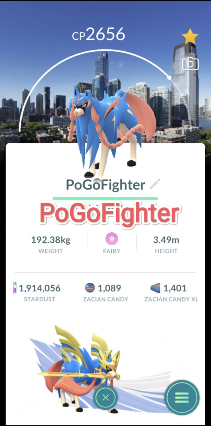 Pokémon GO Zacian - Jersey City, United States Background - GO Fest 2025 - Trade 20.000 stardust (Read Describe)
