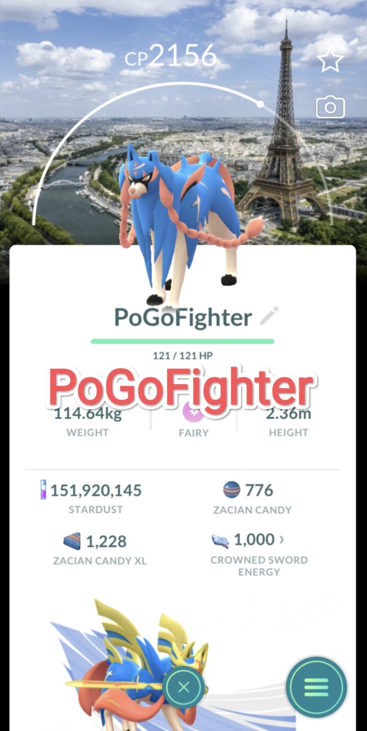 Pokémon GO Zacian - Paris, France Background - GO Fest 2025 - Trade 20.000 stardust (Read Describe)