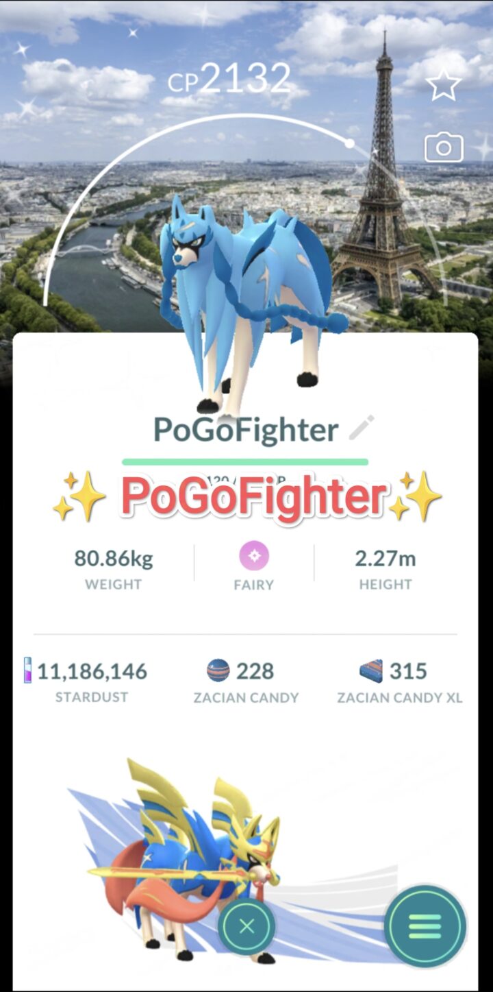 Pokémon GO Shiny Zacian - Paris, France Background - GO Fest 2025 - Trade 20.000 stardust (Read Describe)